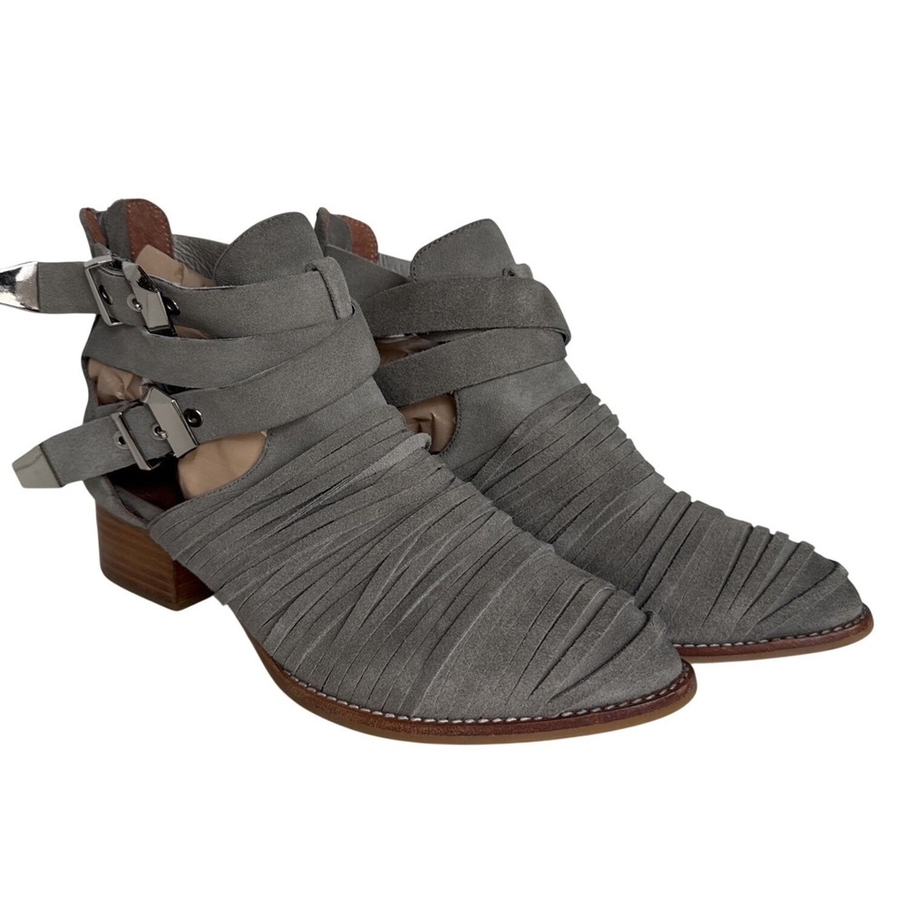 JEFFREY CAMPBELL Nuestra Gray Suede Ankle Boots & Booties Size 9 Boho Edgy Moto